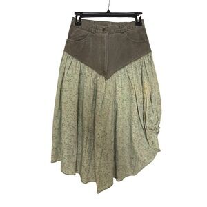 Vintage Country Romance Floral Midi Skirt Womens 7/8 Cottagecore Prairie Western